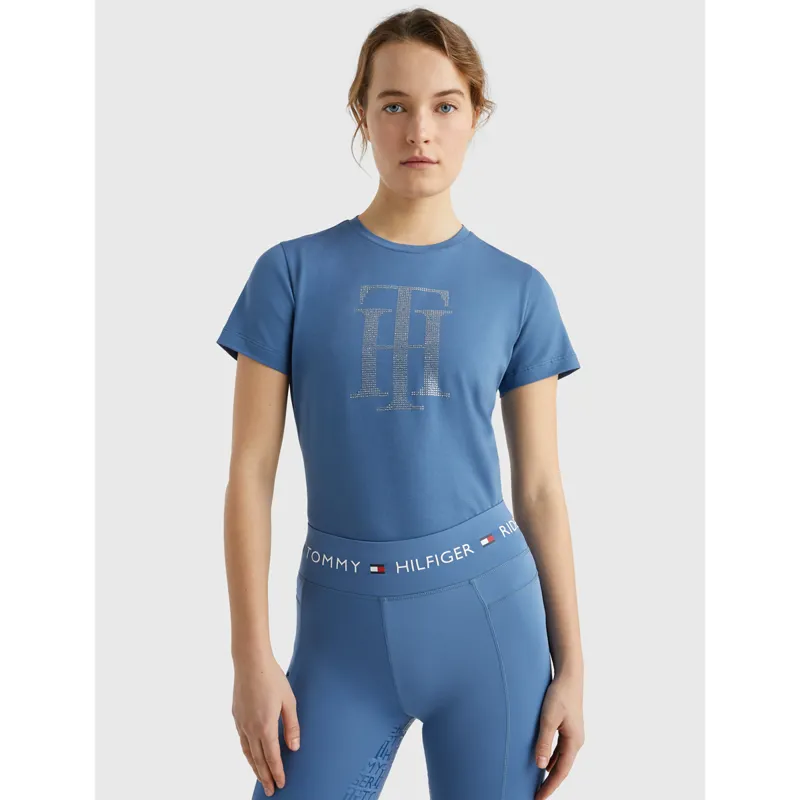 Tommy Hilfiger Women's Rhinestone T-Shirt - Blue Coast-2